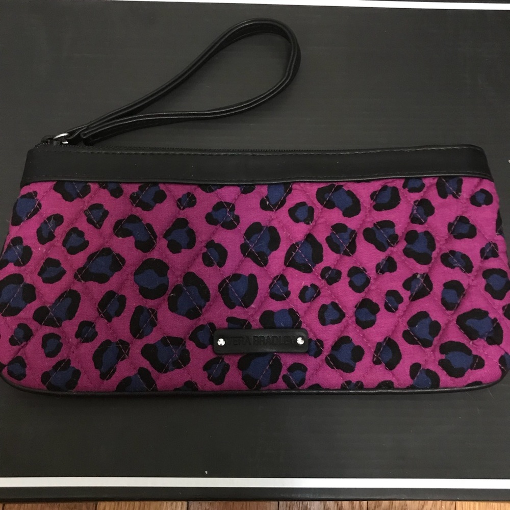 NWOT vera bradley purple leopard print clutch